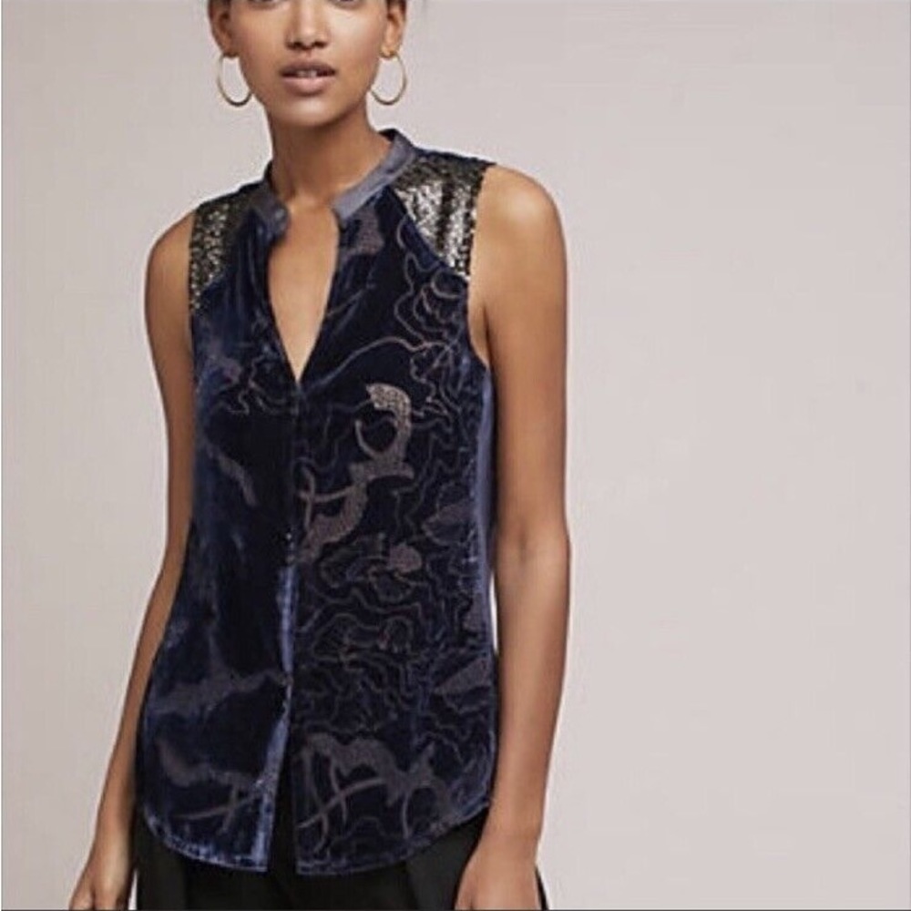 Navy velvet and sequin tank top from Tiny